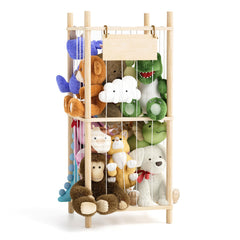 Dayacoco stuffed animal storage front view for organized toy display in nursery.