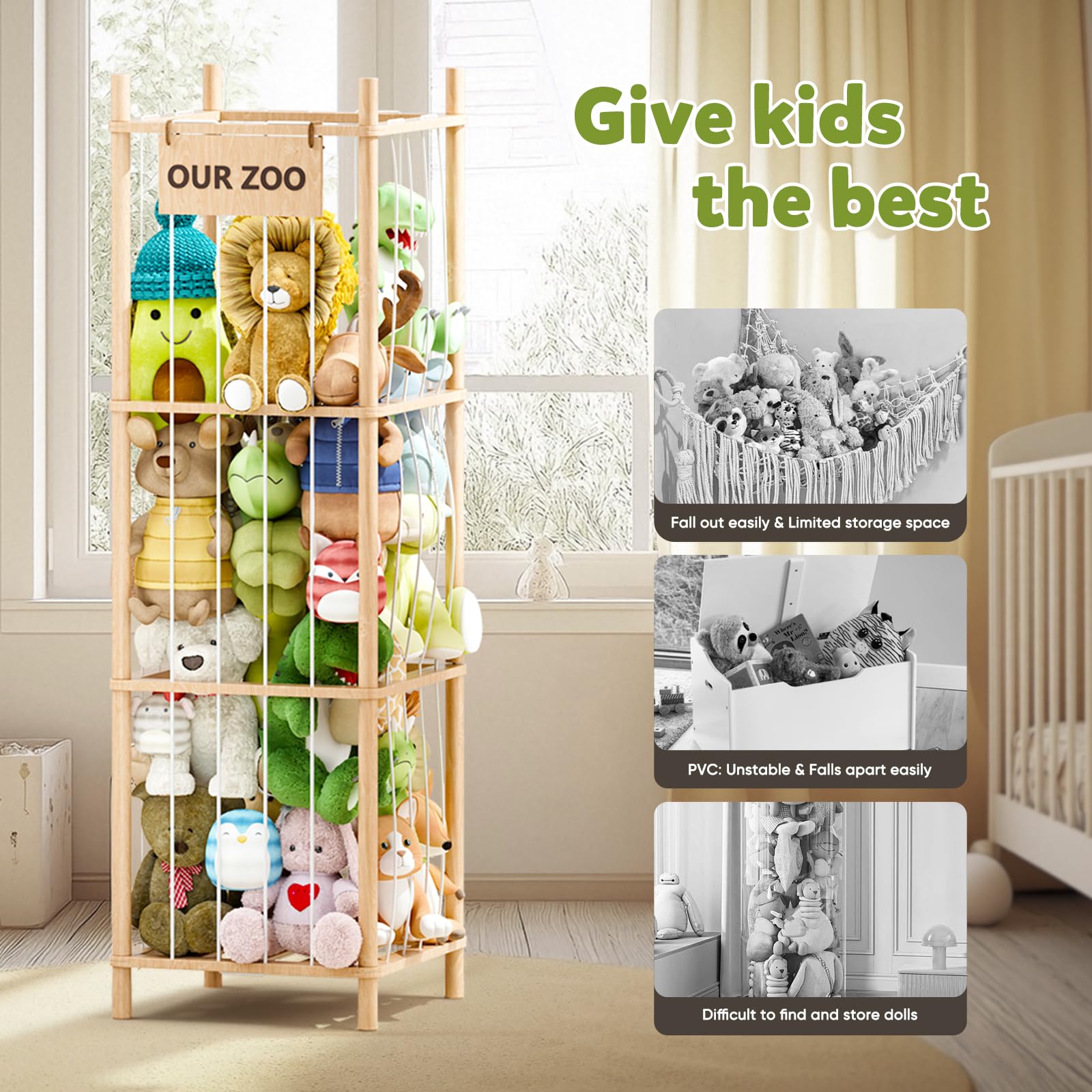 Dayacoco stuffed animal storage rounded corners prevent bumps during playtime.