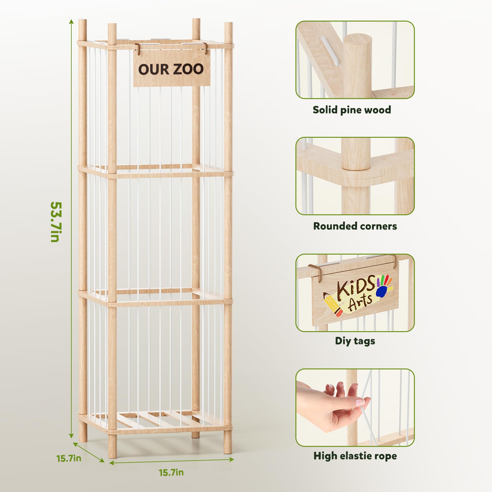 Dayacoco stuffed animal storage vertical design helps maximize space in kids' room.