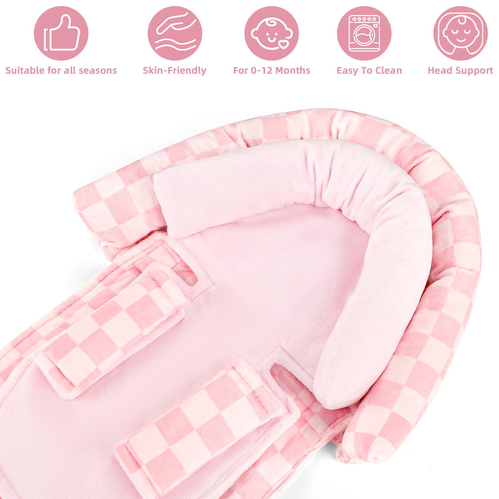 DAYEEBALL pink checkered insert adds decorative yet practical comfort.