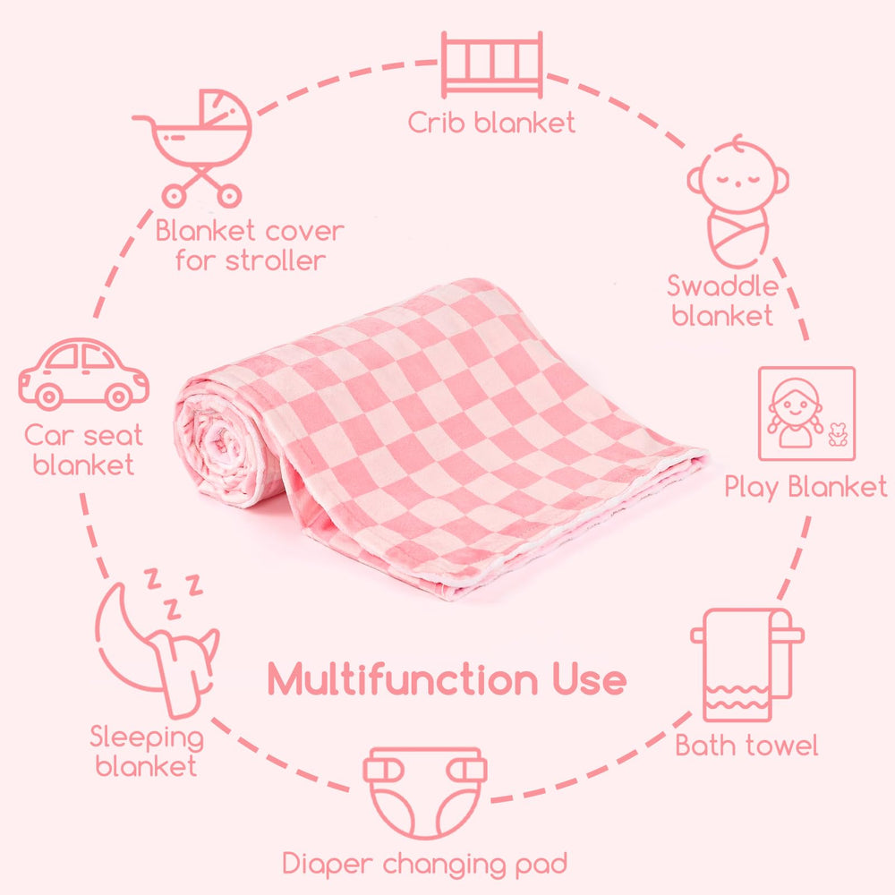DAYEEBALL gift-ready packaging with pink checkered blanket signals thoughtful baby shower gift.