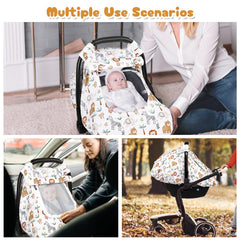 DayeeBall baby car seat cover mesh-window view highlights breathable ventilation and visibility.