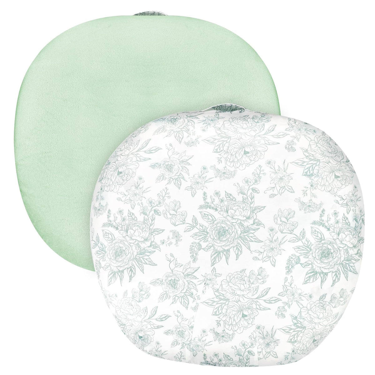 DAYEEBALL baby lounger cover with green flower pattern closeup, double-sided for versatile newborn comfort