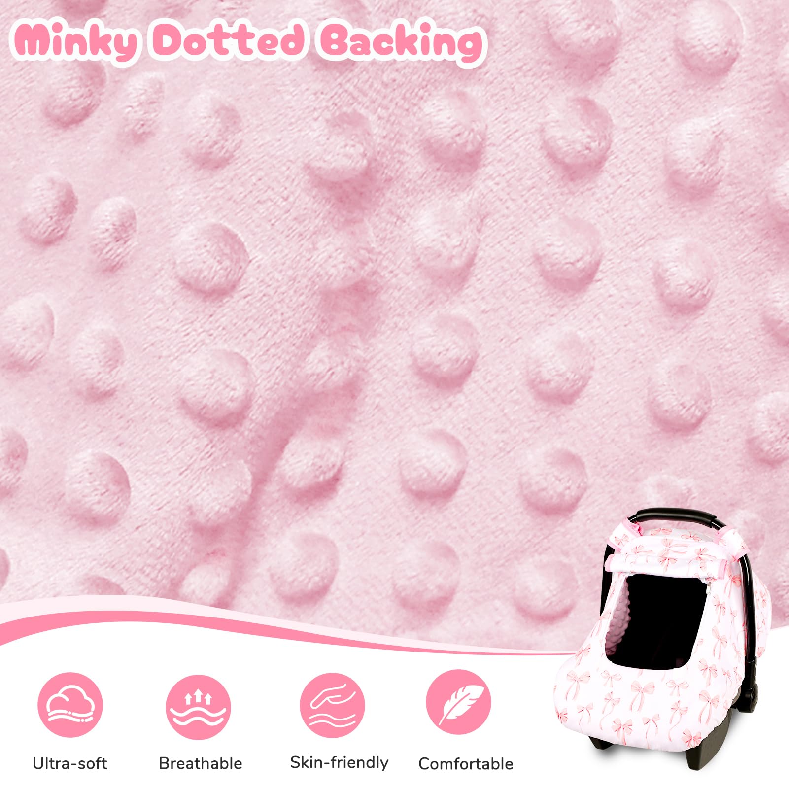 DAYEEBALL bow detail adds stylish touch to infants car seat cover