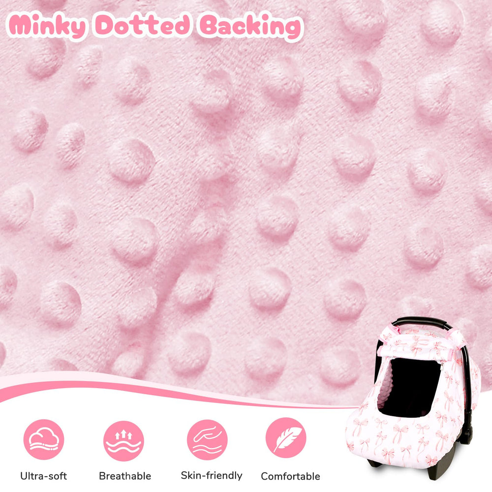 DAYEEBALL bow detail adds stylish touch to infants car seat cover