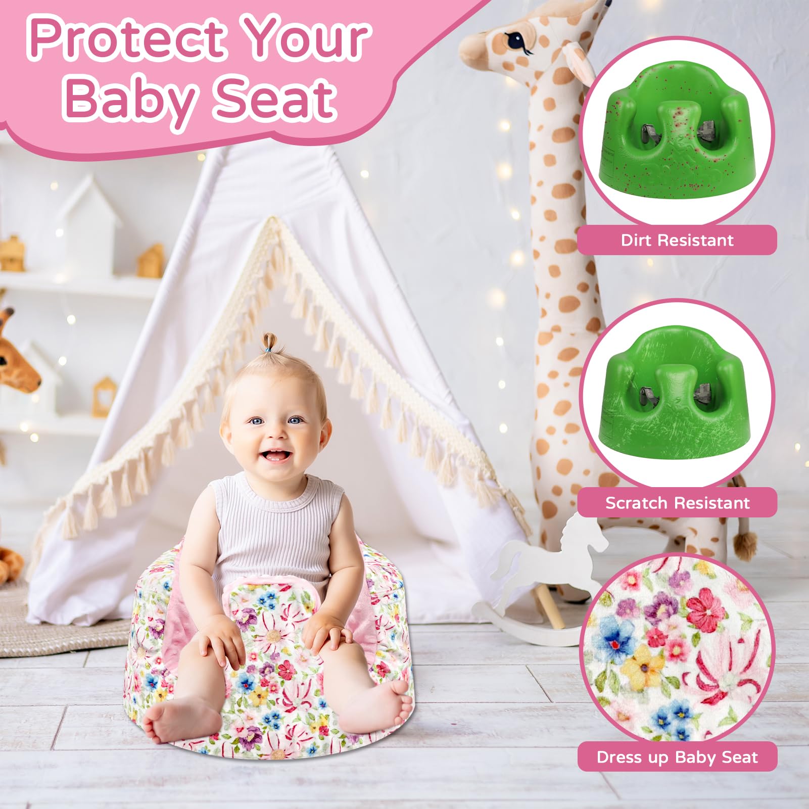 DAYEEBALL Bumbo seat cover includes carry handle for easy movement