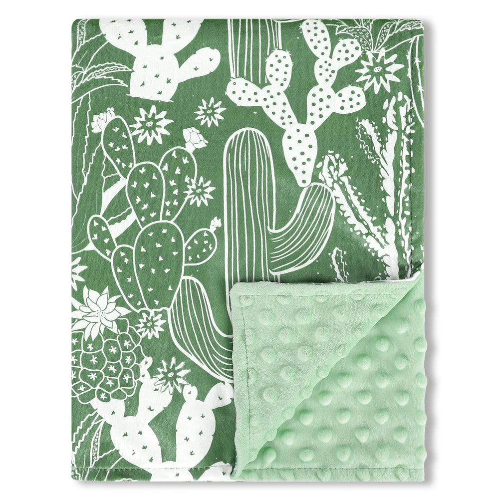 DAYEEBALL cactus pattern blanket front shows soft fabric for cozy baby snuggles