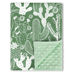 DAYEEBALL cactus pattern blanket front shows soft fabric for cozy baby snuggles