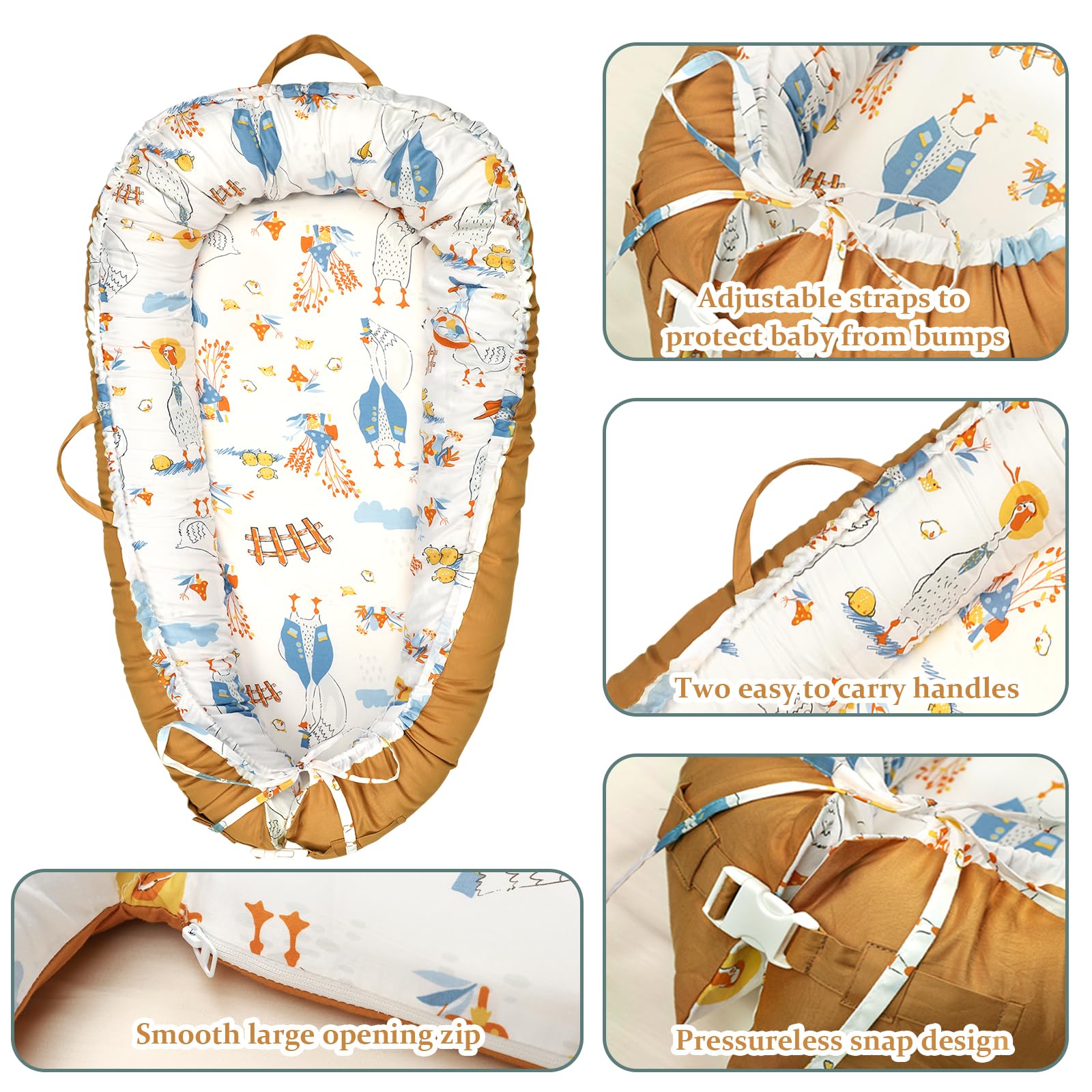 DAYEEBALL easy-carry handles on the cover simplify nursery transport.