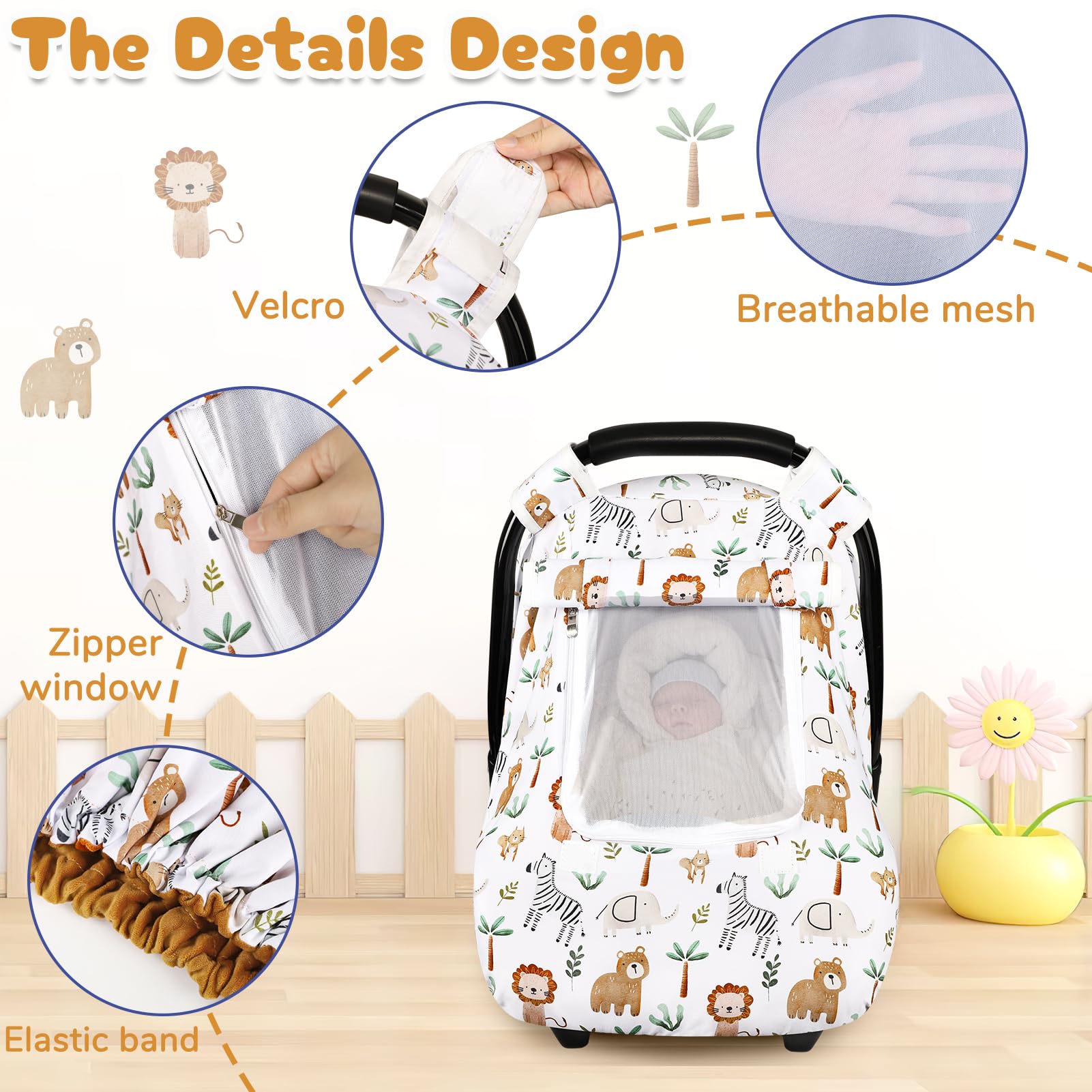 DayeeBall full-coverage canopy shields baby from dust and sunlight while remaining breathable.