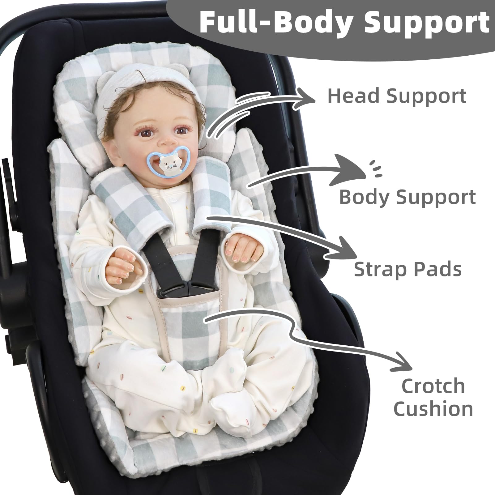 DAYEEBALL infant insert reversible fabric side view showcases versatile styling and long-lasting use.