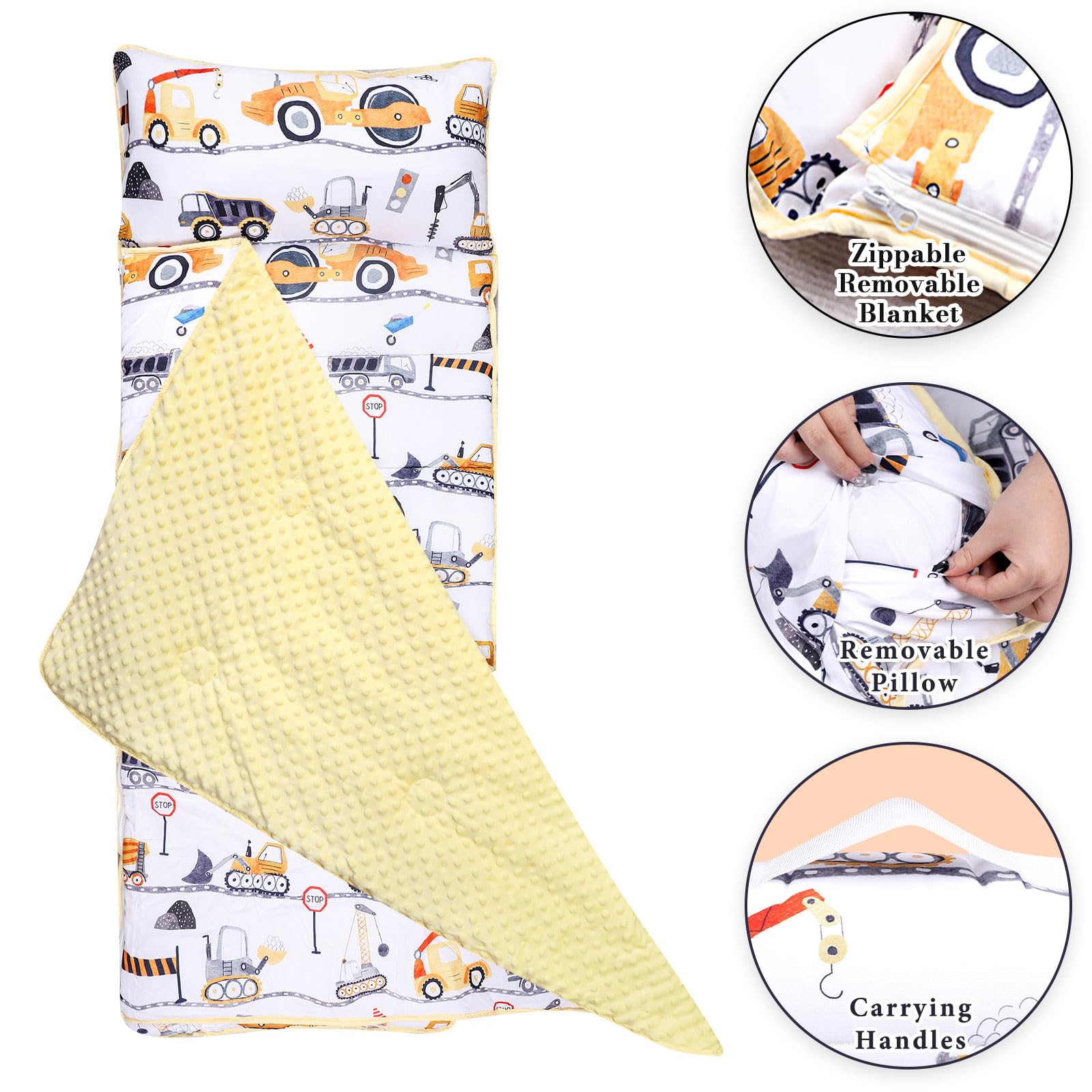 DAYEEBALL Nap Mat roll-up design with carrying handle for travel.