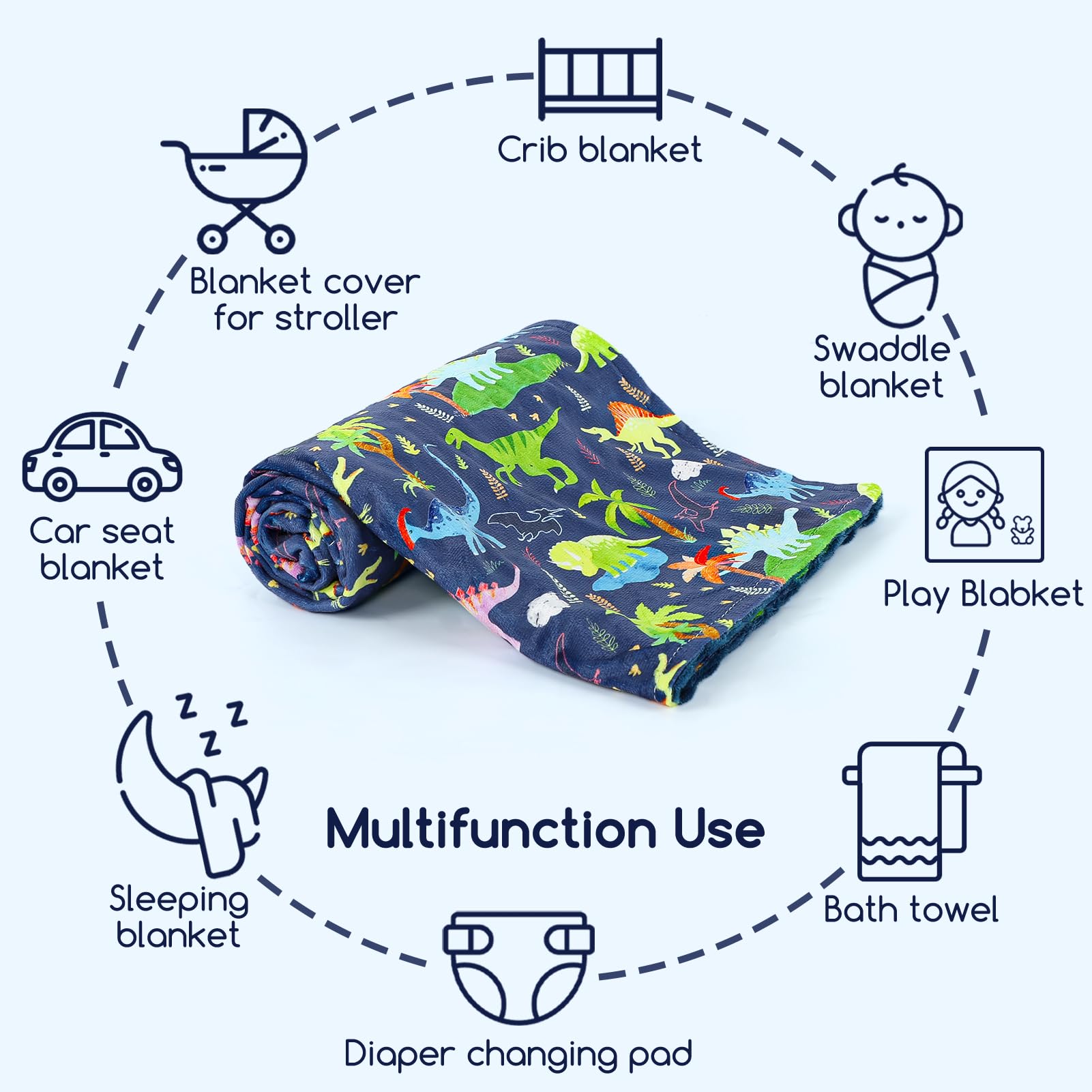 DAYEEBALL nap-time blanket on crib illustrating suitable toddler-size.