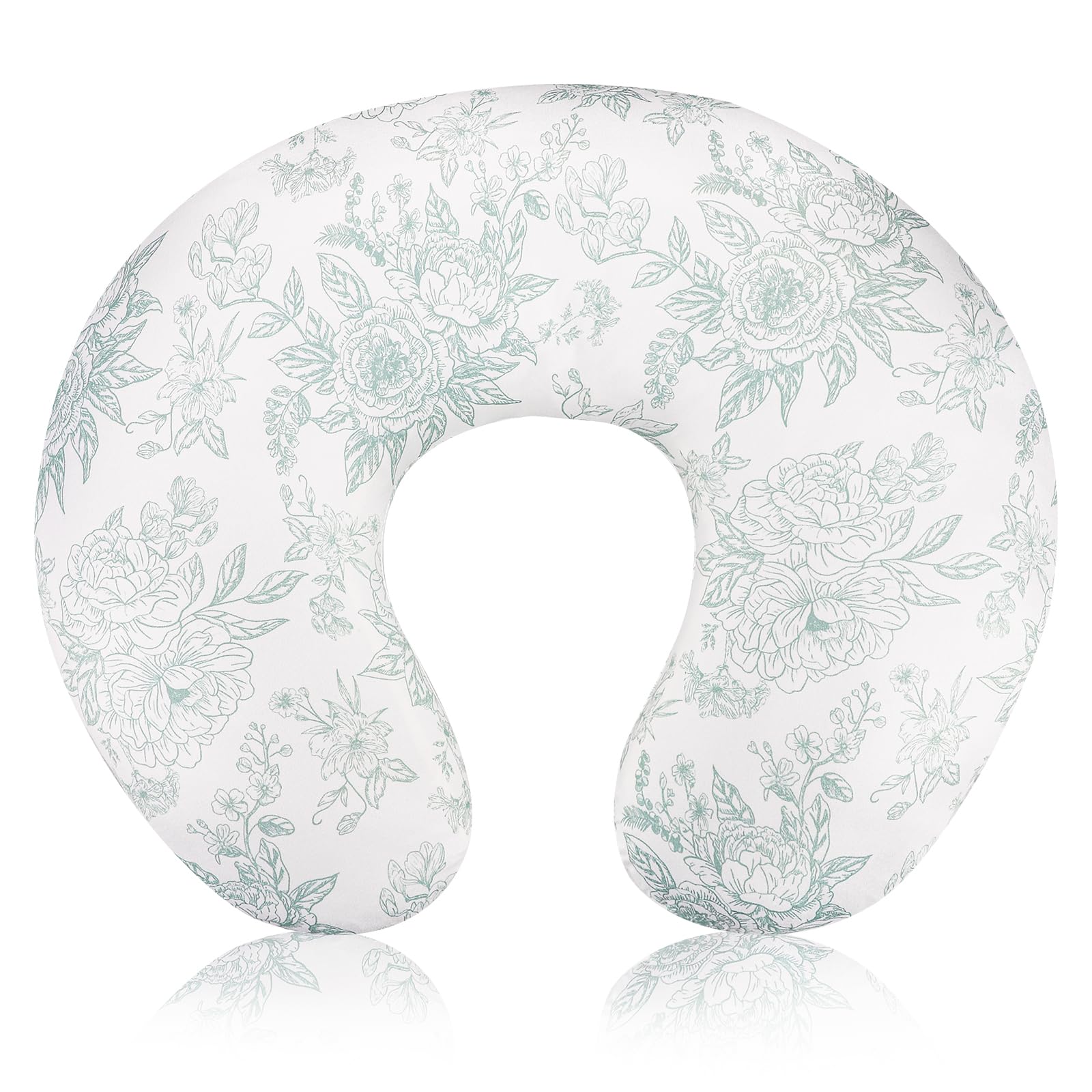 DAYEEBALL nursing cover green flower front view shows soft fabric for newborn comfort.