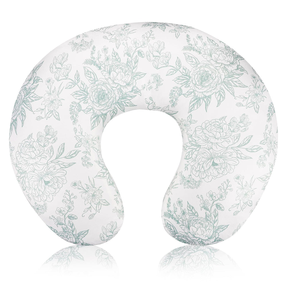 DAYEEBALL nursing cover green flower front view shows soft fabric for newborn comfort.