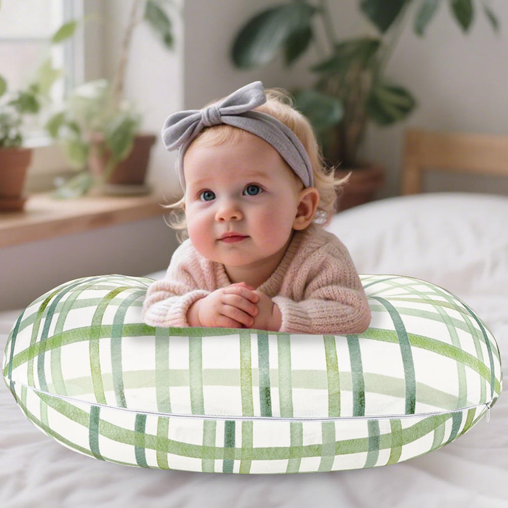 DAYEEBALL nursing pillow cover green grid fabric detail skin-friendly touch