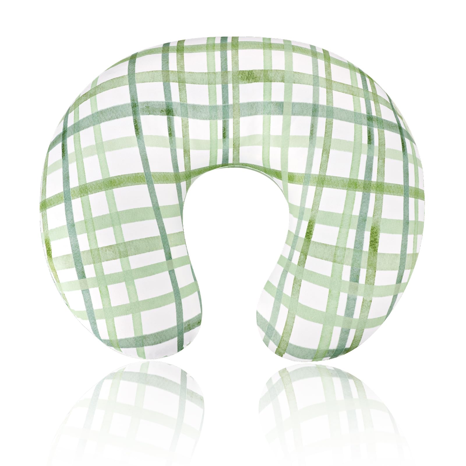 DAYEEBALL nursing pillow cover green grid front view for baby comfort
