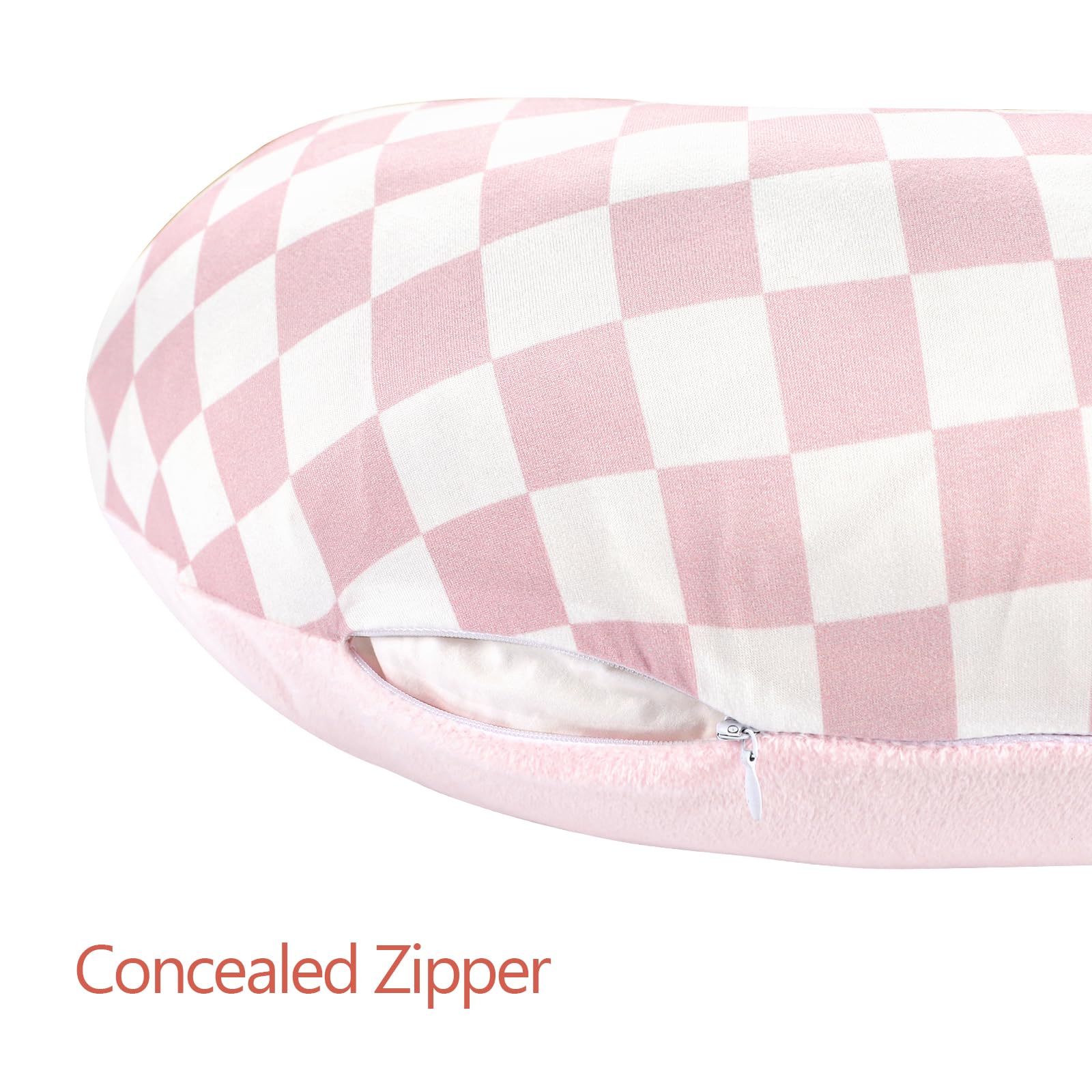 DAYEEBALL nursing pillow cover hidden zipper detail for smooth skin contact and easy changes.