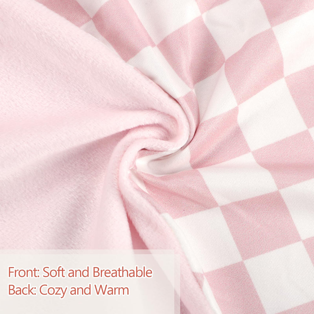 DAYEEBALL nursing pillow cover pink checkerboard pattern enhances style during feedings.
