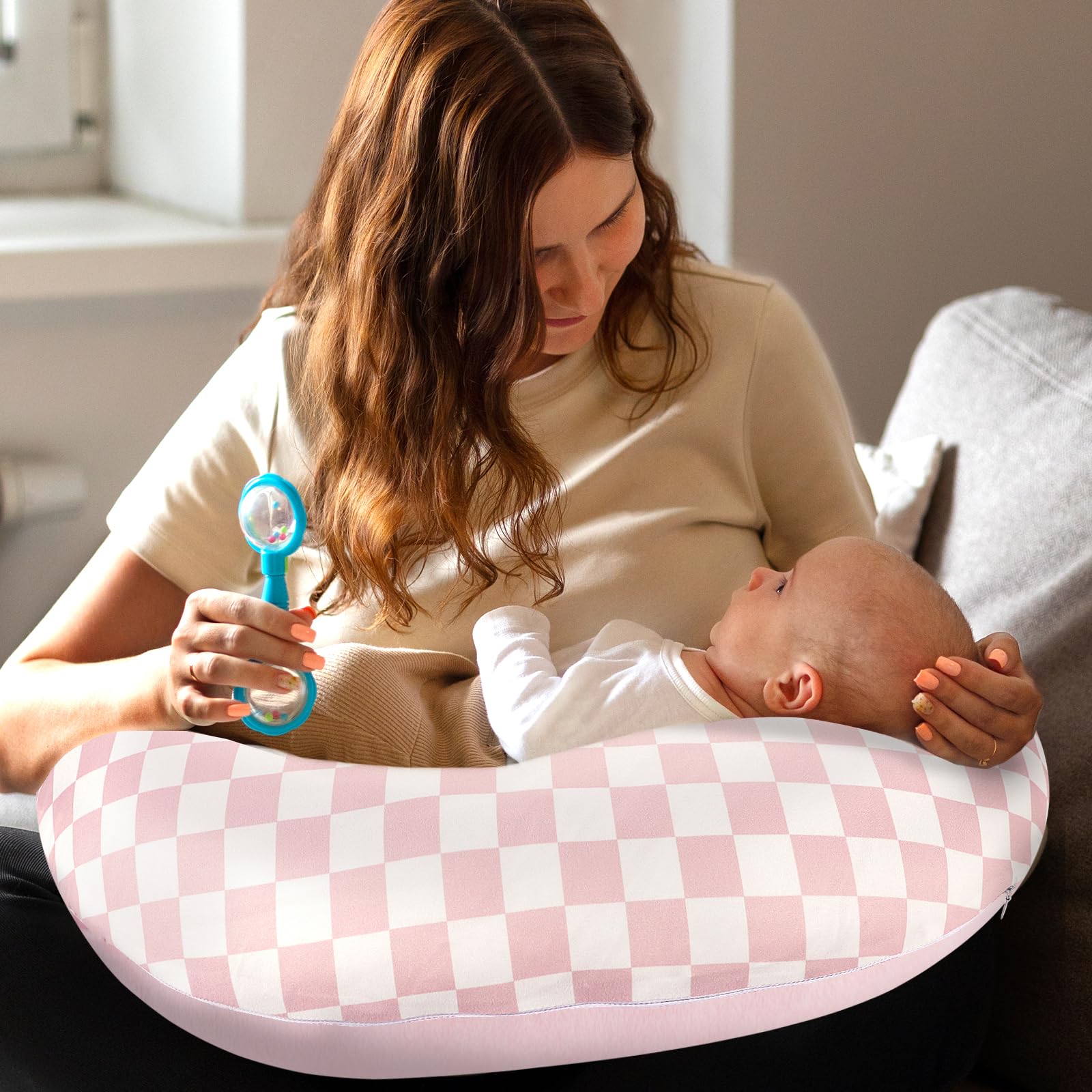 DAYEEBALL nursing pillow cover reversible design for gender-neutral feeding moments.