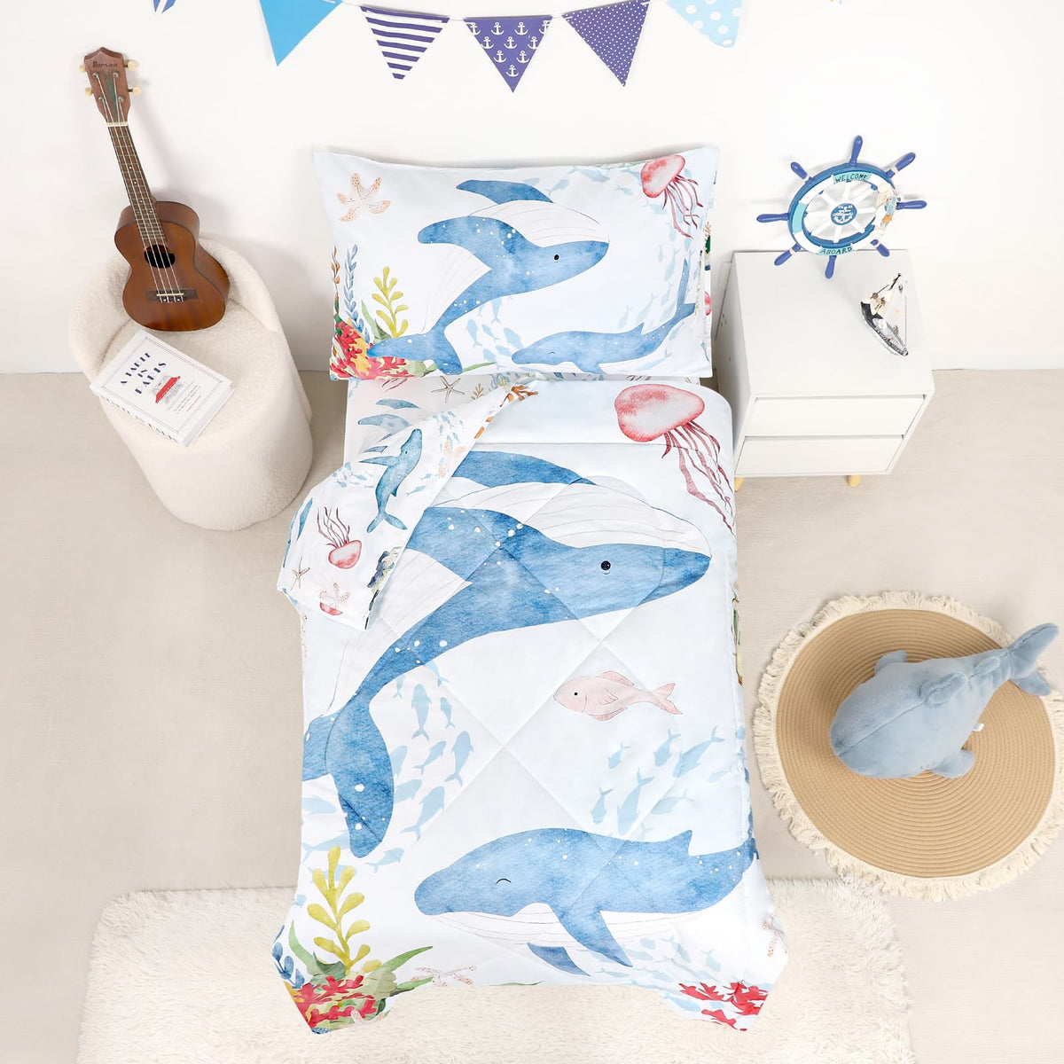 DAYEEBALL toddler bedding set blue ocean offers ultra-soft feel for cozy sleep