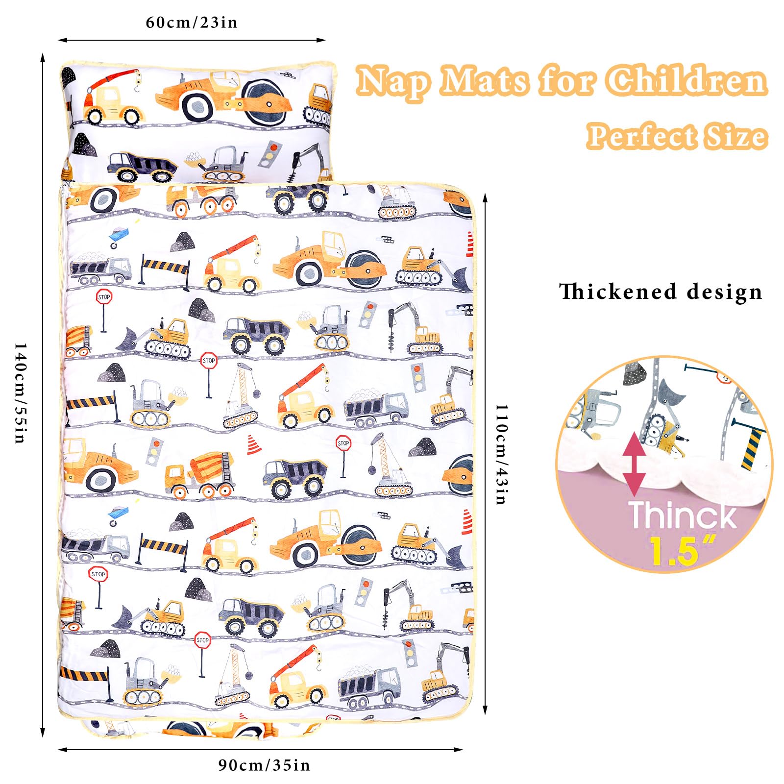 DAYEEBALL Toddler Nap Mat unfolded showing roomy 55x23 surface.