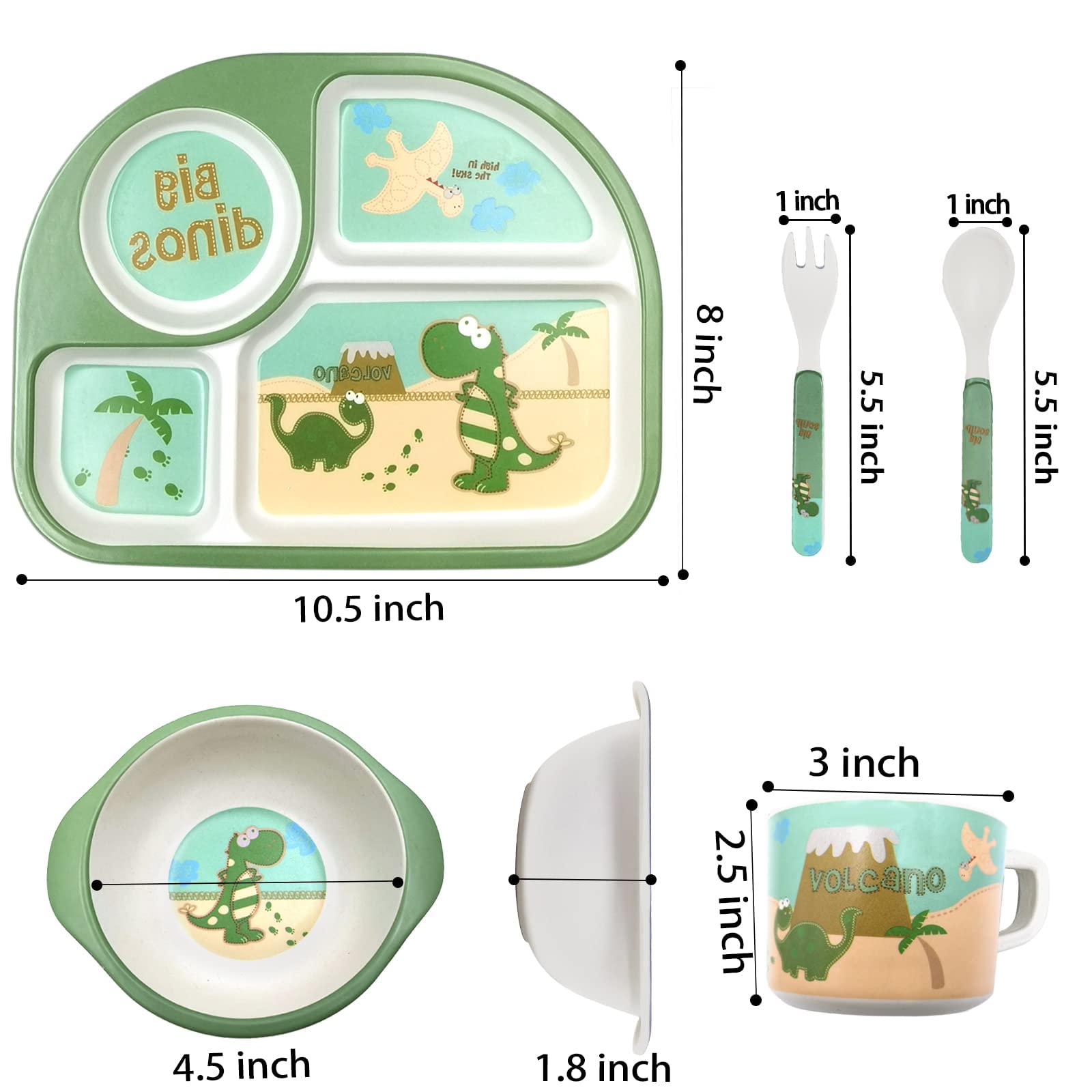 DAYOOH dinosaur bowl and cup provide kid-friendly stacking for mess-free meals