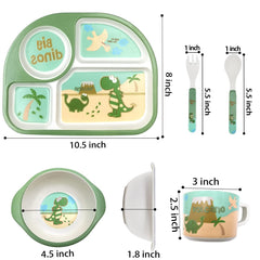 DAYOOH dinosaur bowl and cup provide kid-friendly stacking for mess-free meals