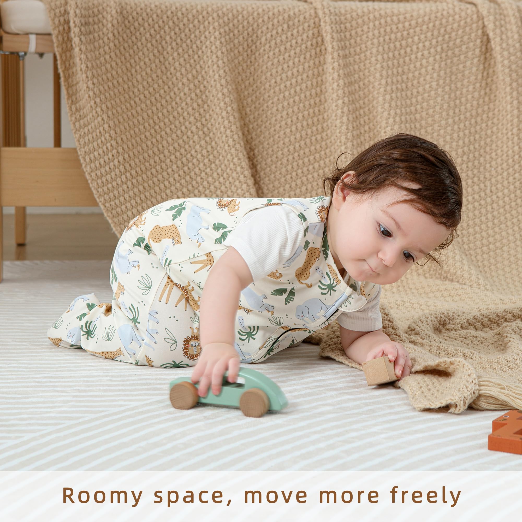 DaysU jungle print sleep sack adds cheerful style for bedtime routines.