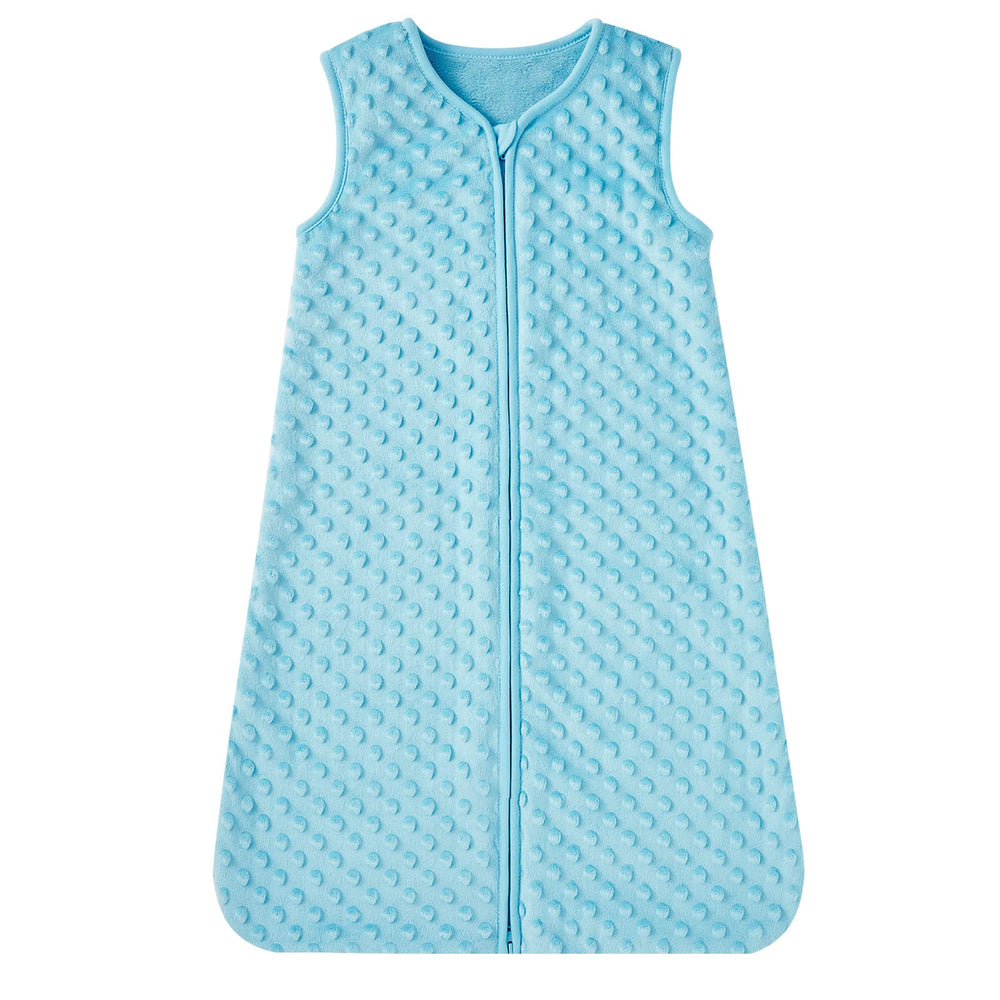 DaysU baby sleep sack with plush dots in light green; cozy dots promote soothing comfort.