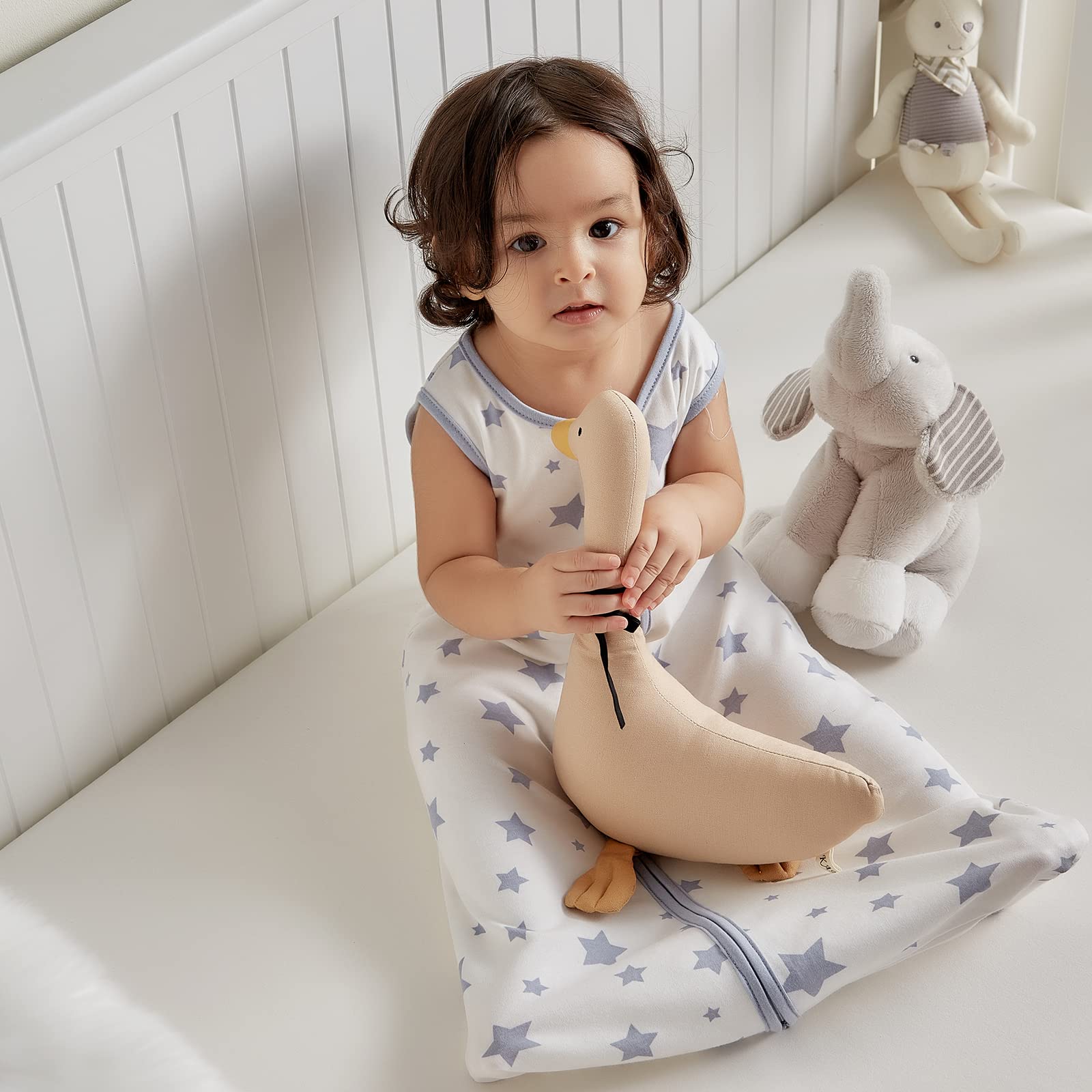 DaysU baby sleep sack star small in crib, breathable cotton comfort for warm nights