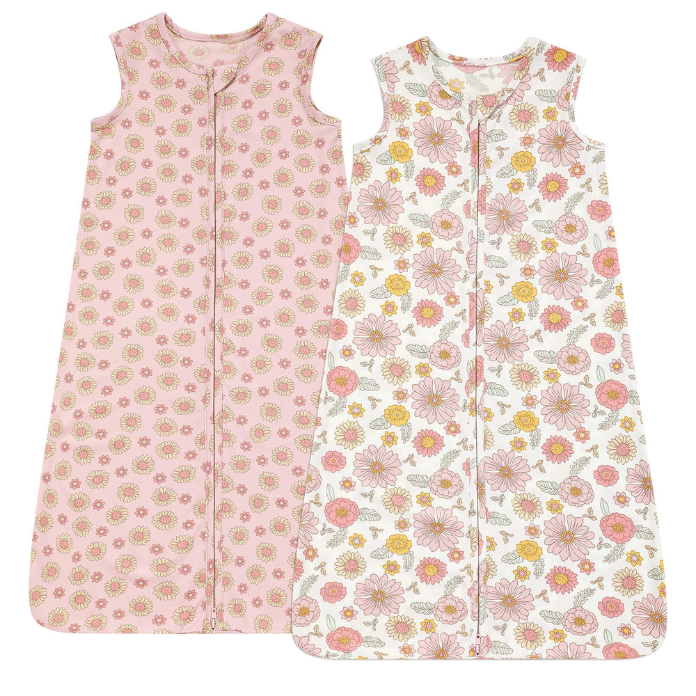 DaysU baby sleep sack sunflower print, breathable 0-6 months for safe, comfy naps.