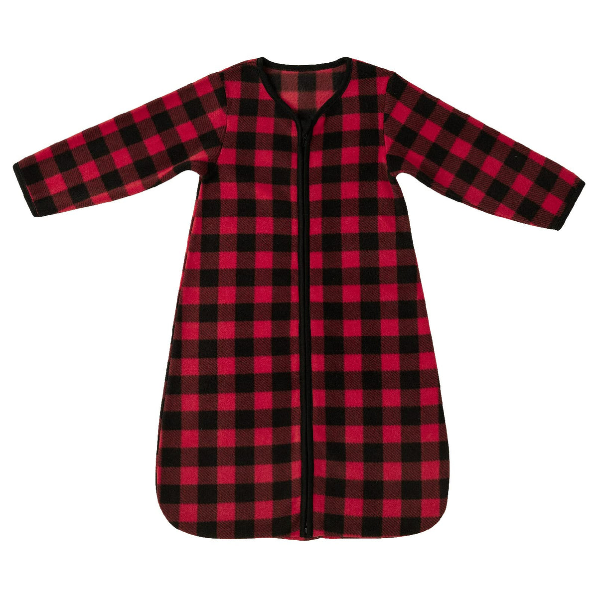 DaysU micro fleece sleep sack in buffalo plaid keeps baby warm and cozy in crib naps.