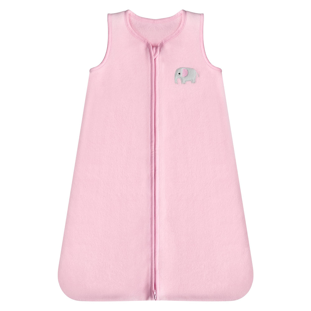 DaysU micro fleece sleep sack pink elephant front view for soft warmth during naps