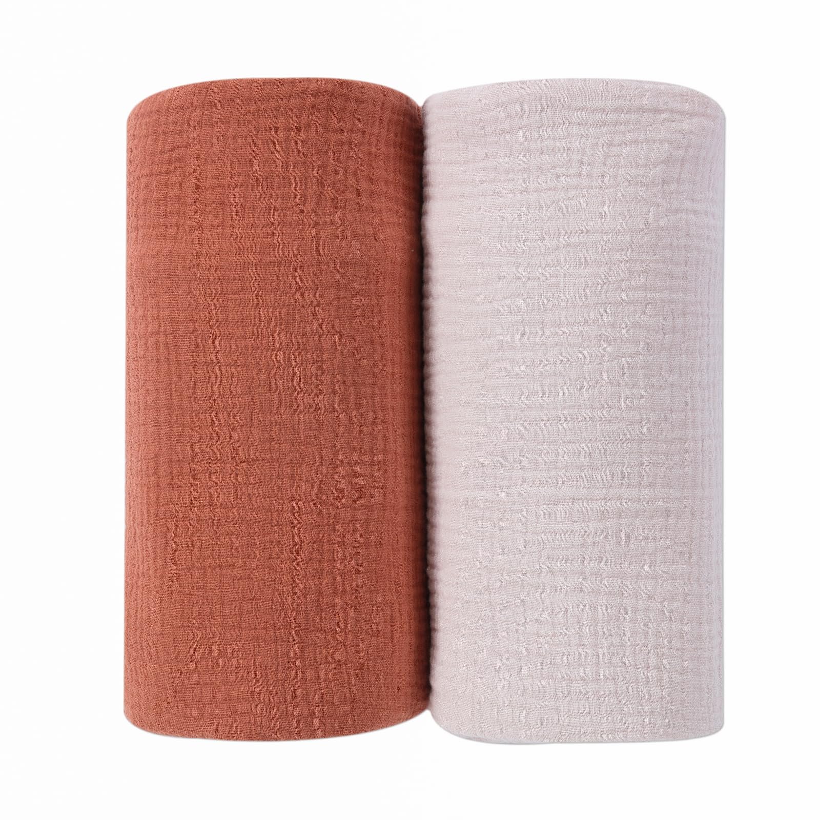 DaysU muslin swaddle brown-lilac-ash front view shows breathable, skin-friendly fabric for newborn comfort.