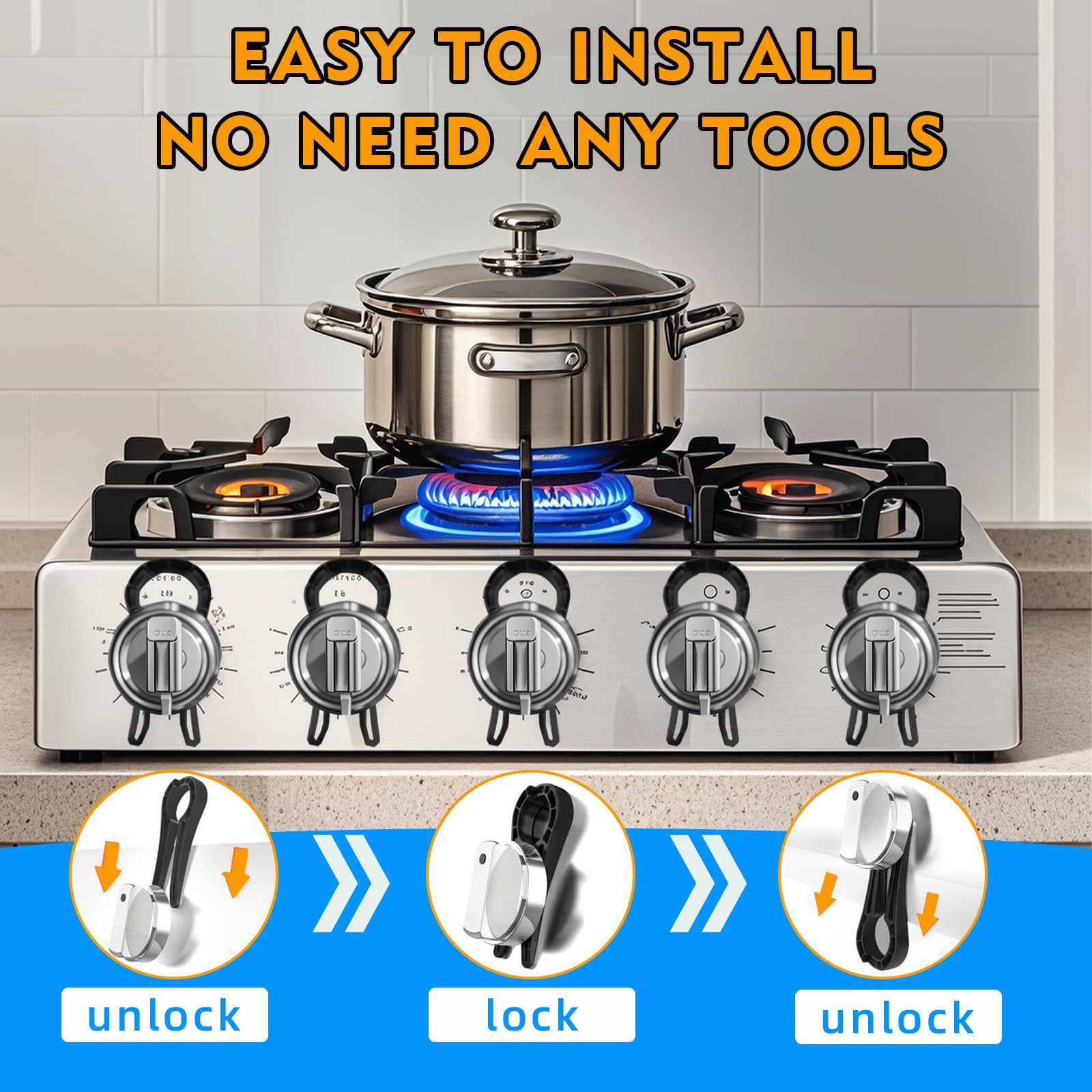 DAZHUO child safety lock prevents stove turning by kids.
