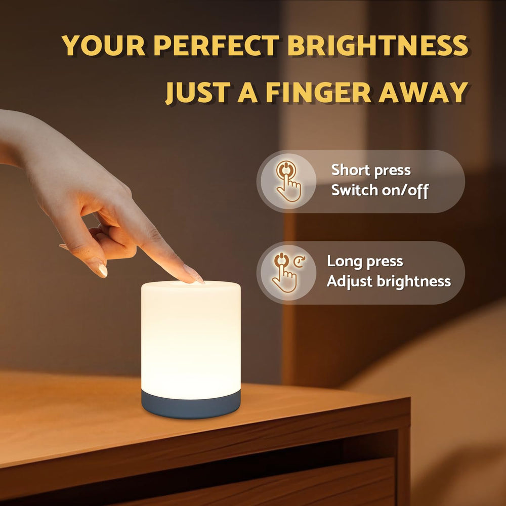 DAZZY DOT touch night light shows adjustable brightness for baby night-time needs