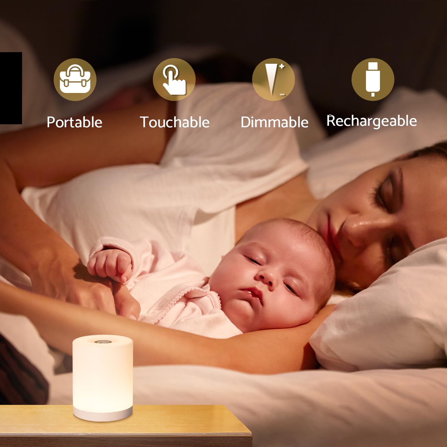 DAZZY DOT touch night light is travel-ready for quick room-to-room use