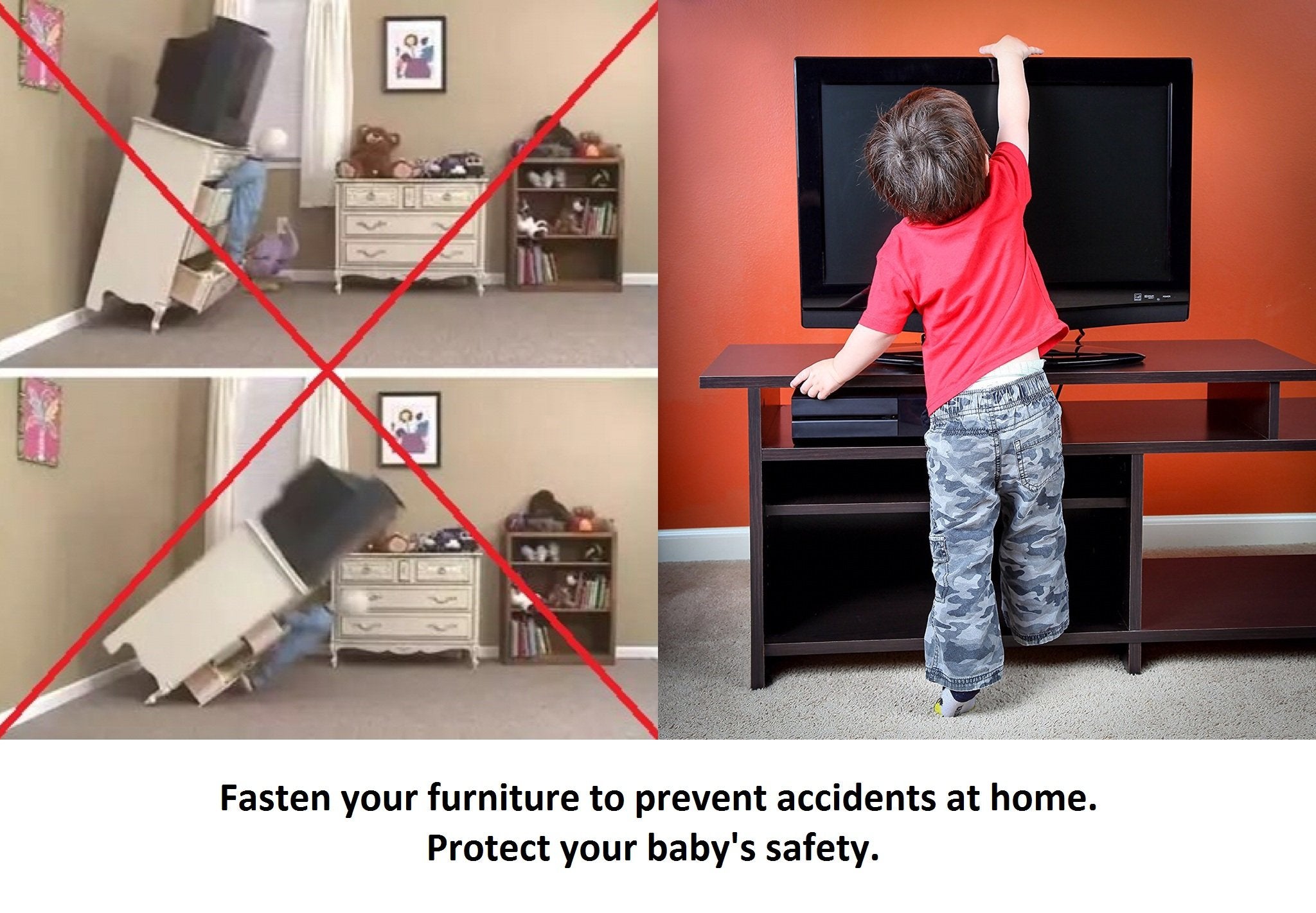 DB Baby Safety Metal TV Straps show rugged nylon webbing for durable support.