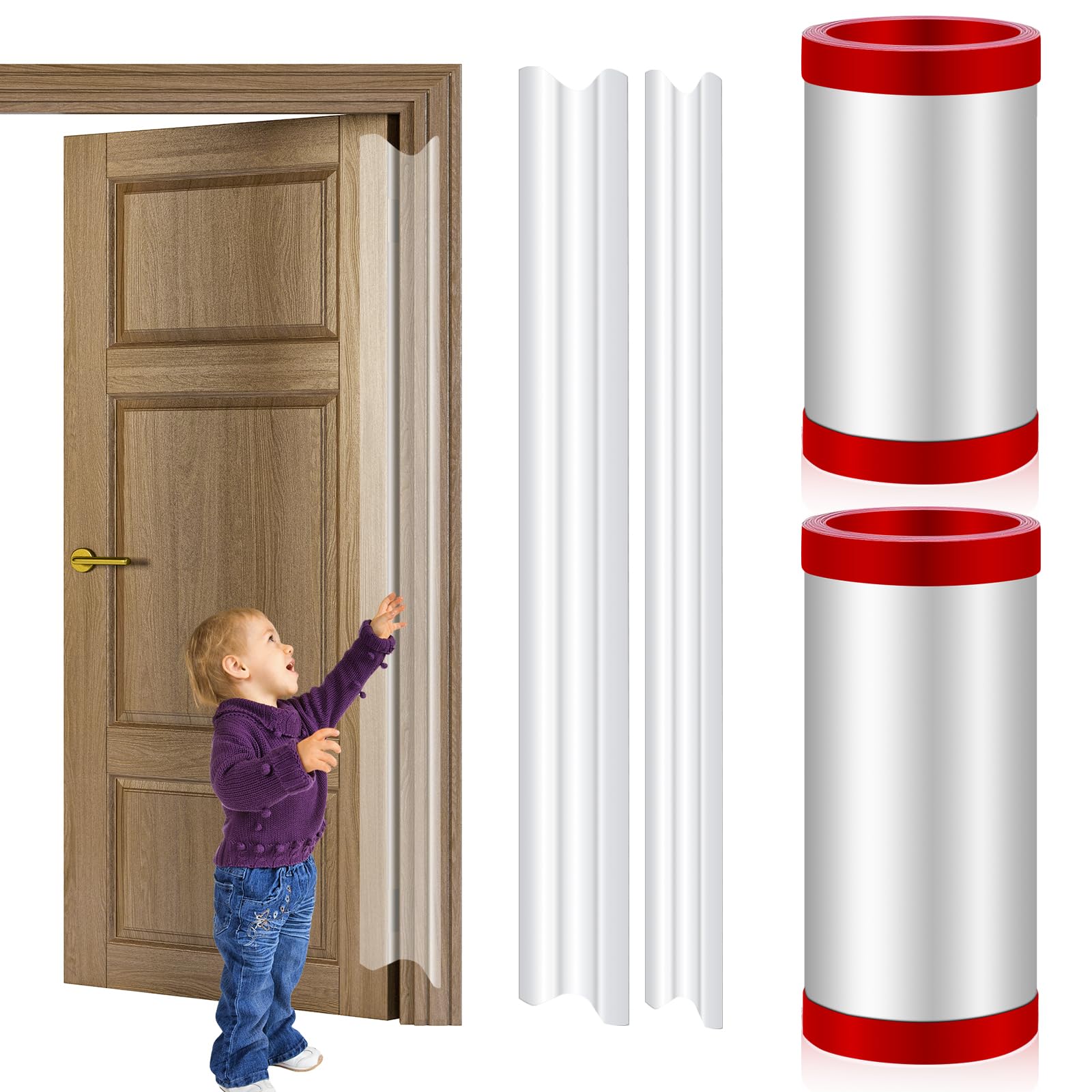 DBHXXMB-HH finger pinch door guard closeup protects toddlers from door pinch injuries.