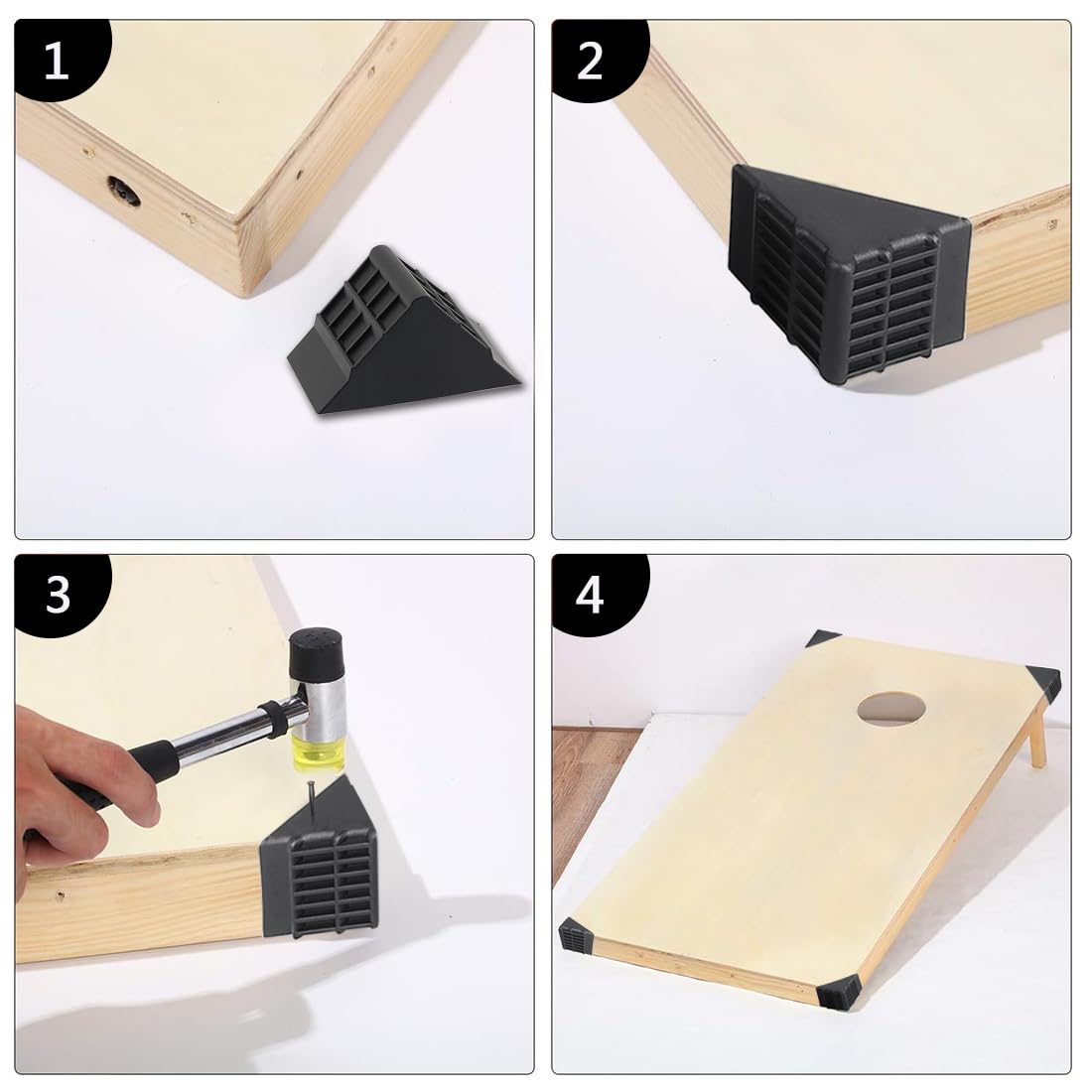 DBlosp corner protector installed on a board during transport protects surface