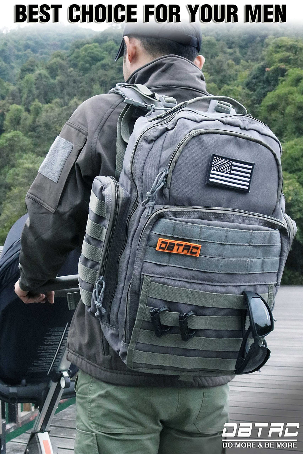 DBTAC diaper bag MOLLE system highlights easy-access organization during outings