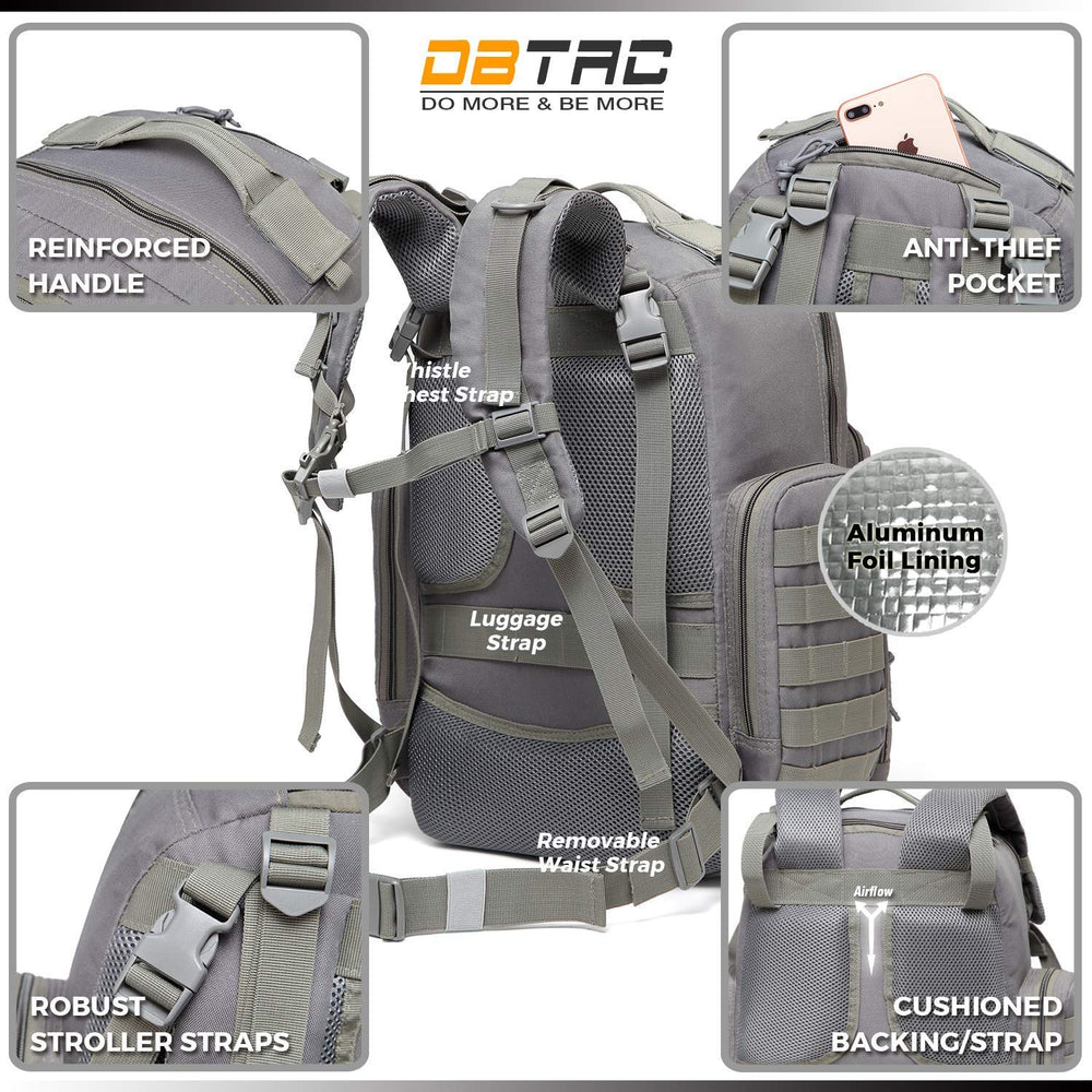 DBTAC diaper bag open-wide pocket for fast item access