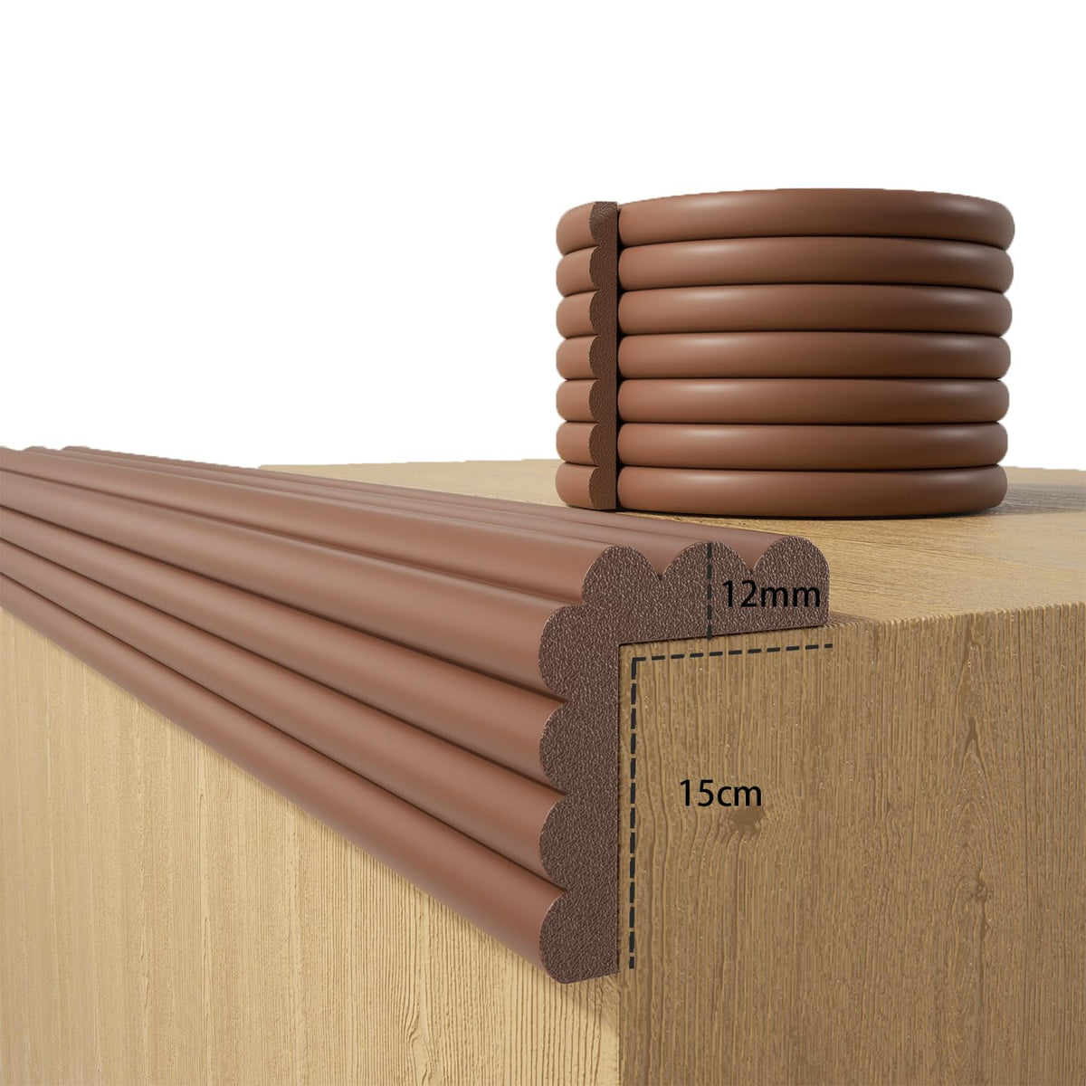 DBYDBY baby-proofing corner protector coffee brown on a wall corner for safer crawling.