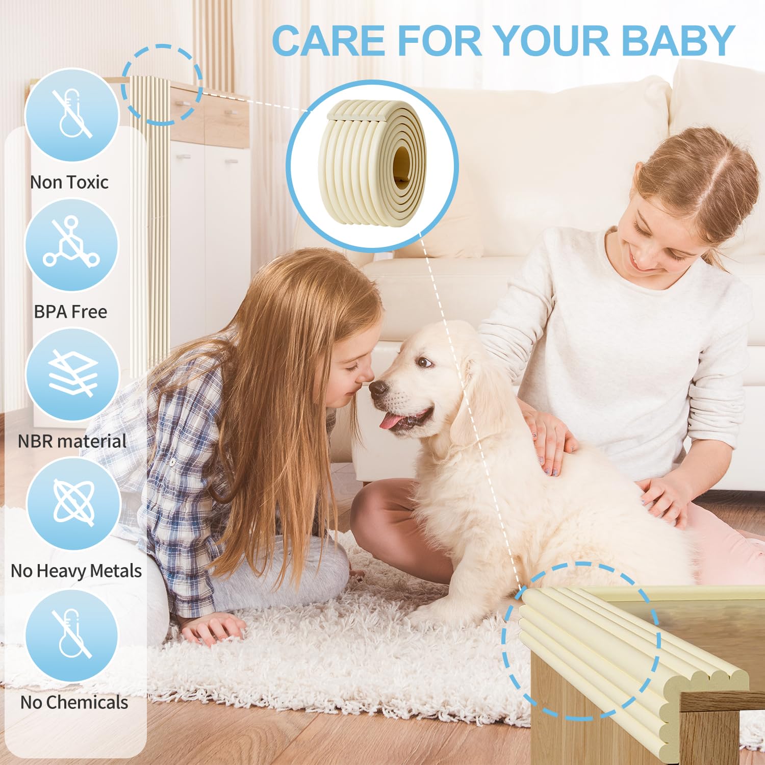DBYDBY wall-safe corner protector guards sofa edge for easy cleaning.