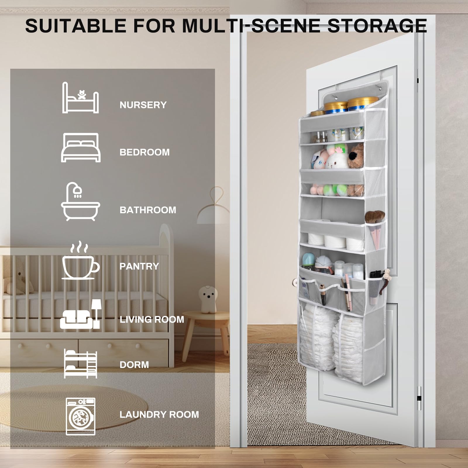 DCCDU door organizer with clear PVC windows keeps contents visible for quick access.