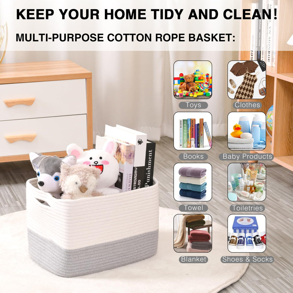 Dcerzxzci grey-off-white basket in a living room stores toys and essentials.