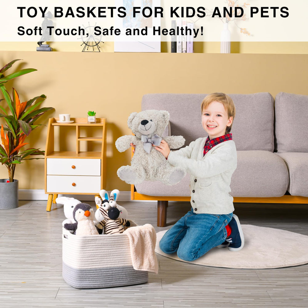 Dcerzxzci grey shelf basket offers durable cotton rope storage for clothes and towels.