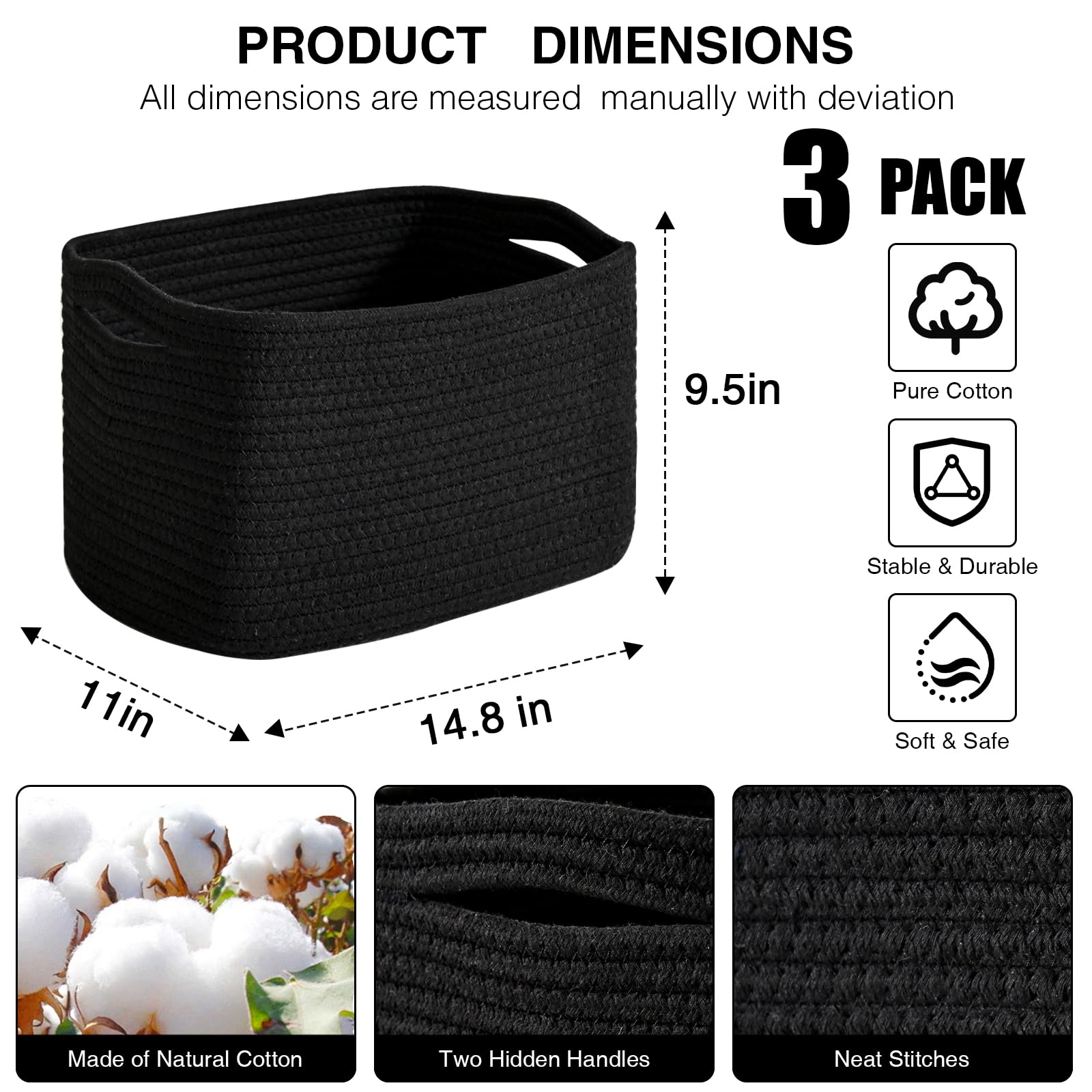 Dcerzxzci storage basket cotton rope closeup highlights durable material.