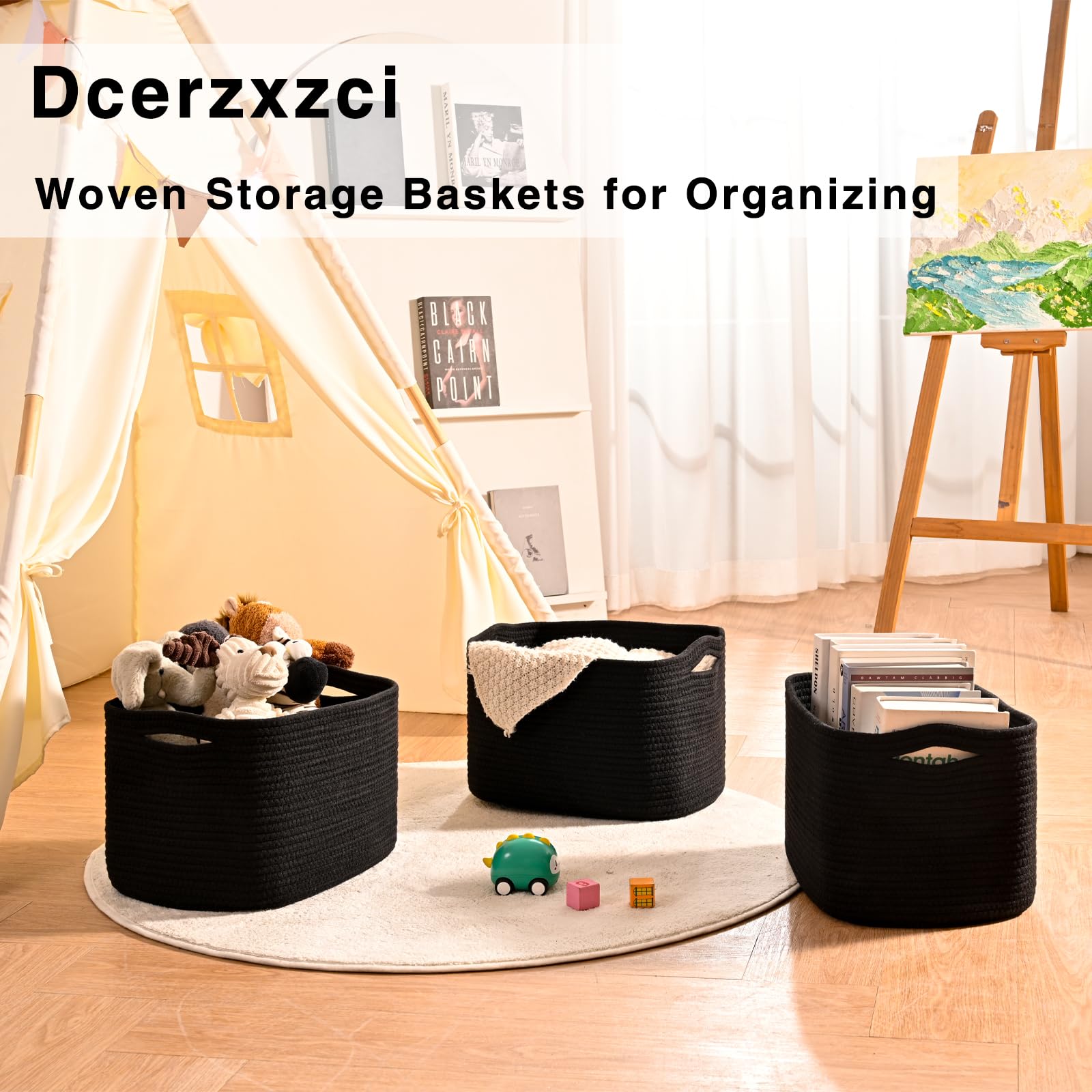 Dcerzxzci storage basket dimensions 14.8x11x9.5 inches for planning space.